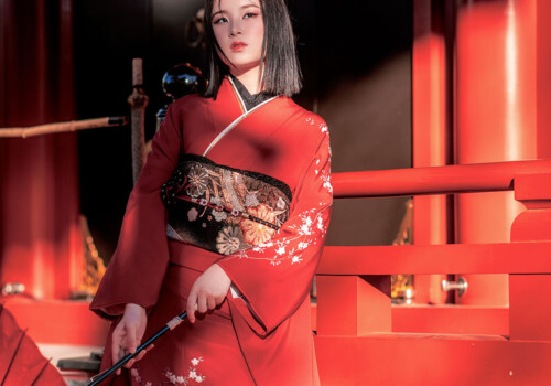 浅草 着物レンタル 振袖 写真撮影 赤 神社 asakusa kimono rental furisode photo shot red
