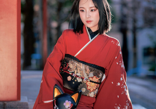 浅草 着物レンタル 振袖 写真撮影 赤 asakusa kimono rental furisode photo shot red