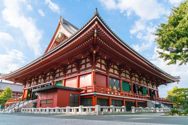 Beautiful Architecture at Sensoji Temple around Asakusa area in Tokyo, Japan